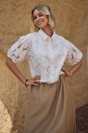 gebloemde blouse ecru