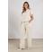 NUKUS wide leg high waist broek met linnen crème