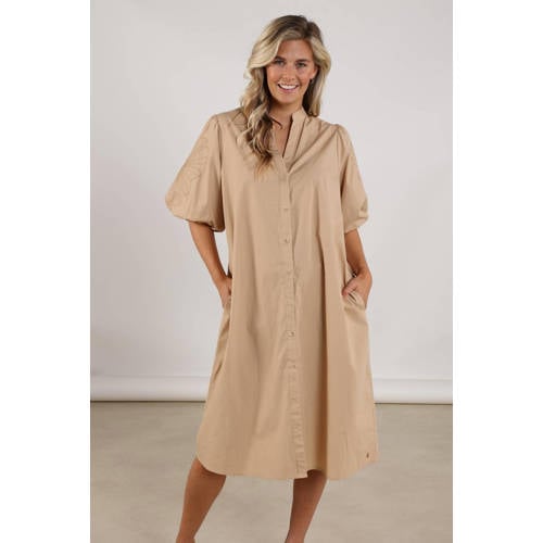 NUKUS gebloemde midi jurk camel afbeelding