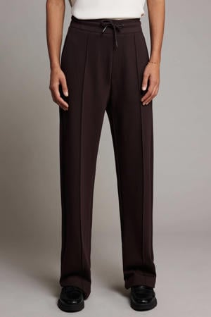 straight high waist broek donkerbruin