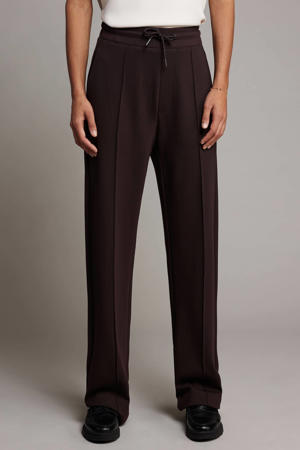 straight high waist broek donkerbruin