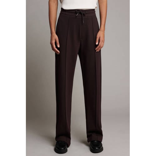 Pink Noir straight high waist broek donkerbruin afbeelding