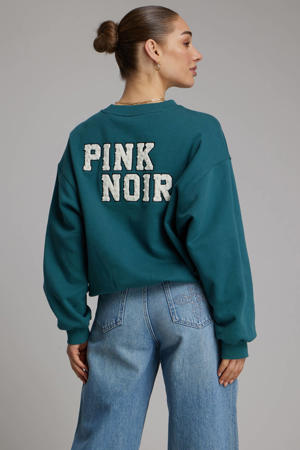 sweater met backprint turquoise