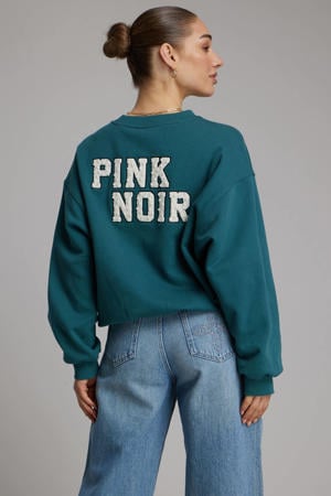sweater met backprint turquoise