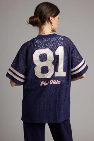 T-shirt met backprint donkerblauw