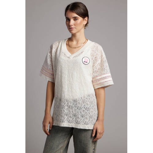 Pink Noir T-shirt met backprint wit afbeelding