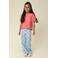 LOOXS little wide leg jeans met hartjes light blue denim