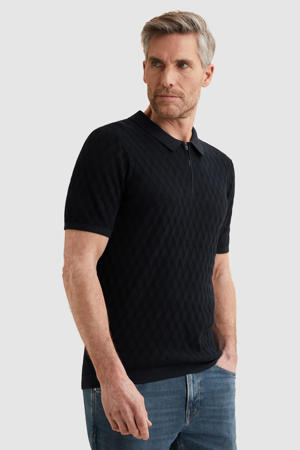 regular polo gebreid donkerblauw