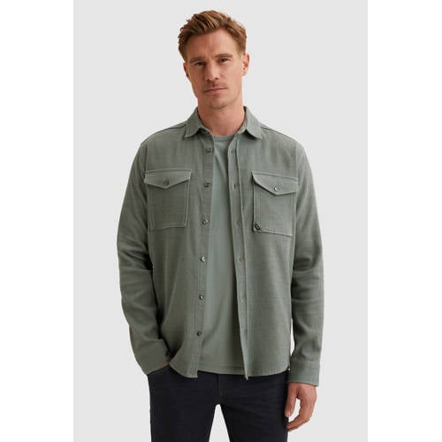 Vanguard regular casual overhemd met textuur grijsgroen afbeelding