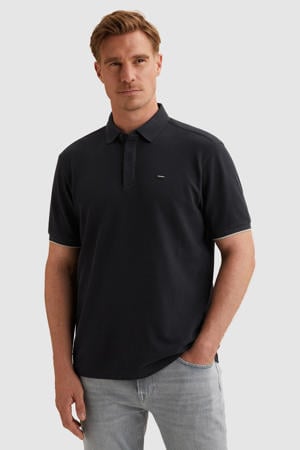 regular polo met textuur donkerblauw