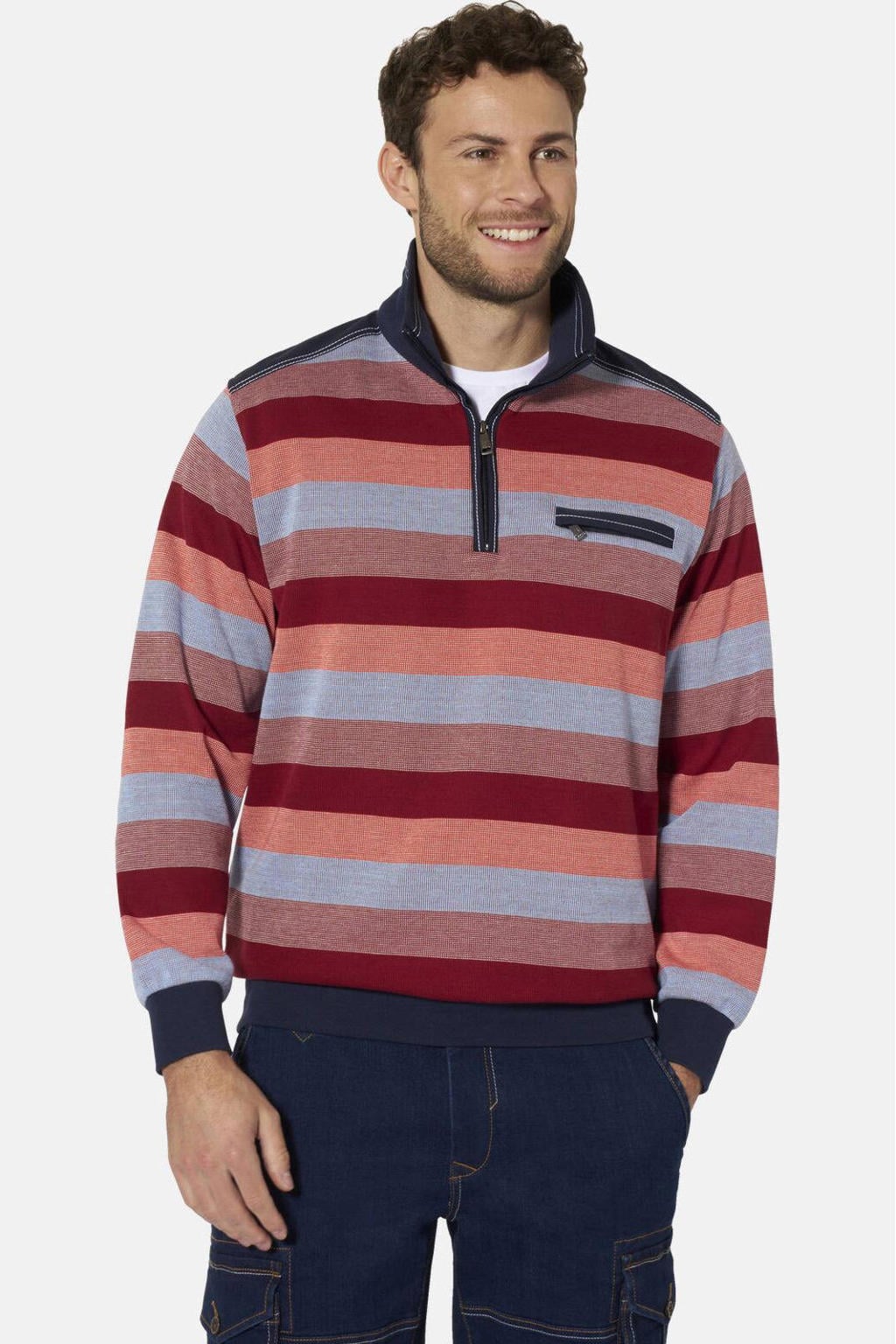 Babista katoenen regular fit gestreepte trui Plus Size - rood