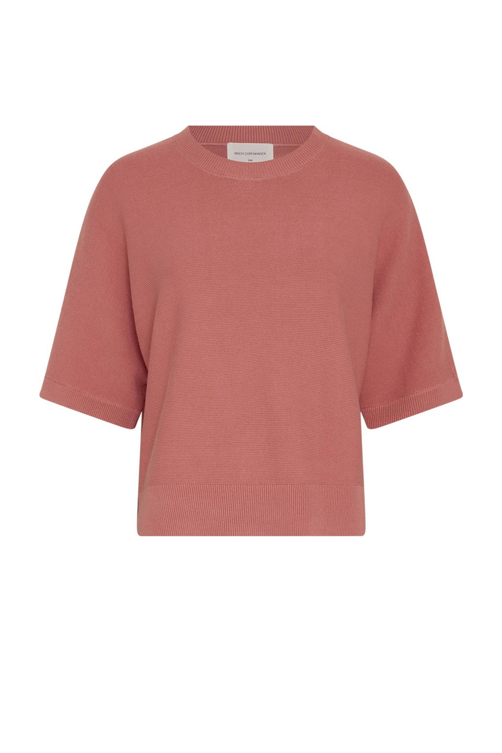 Oudroze dames MSCH Copenhagen pullover van viscose met effen, lange mouwen en ronde hals