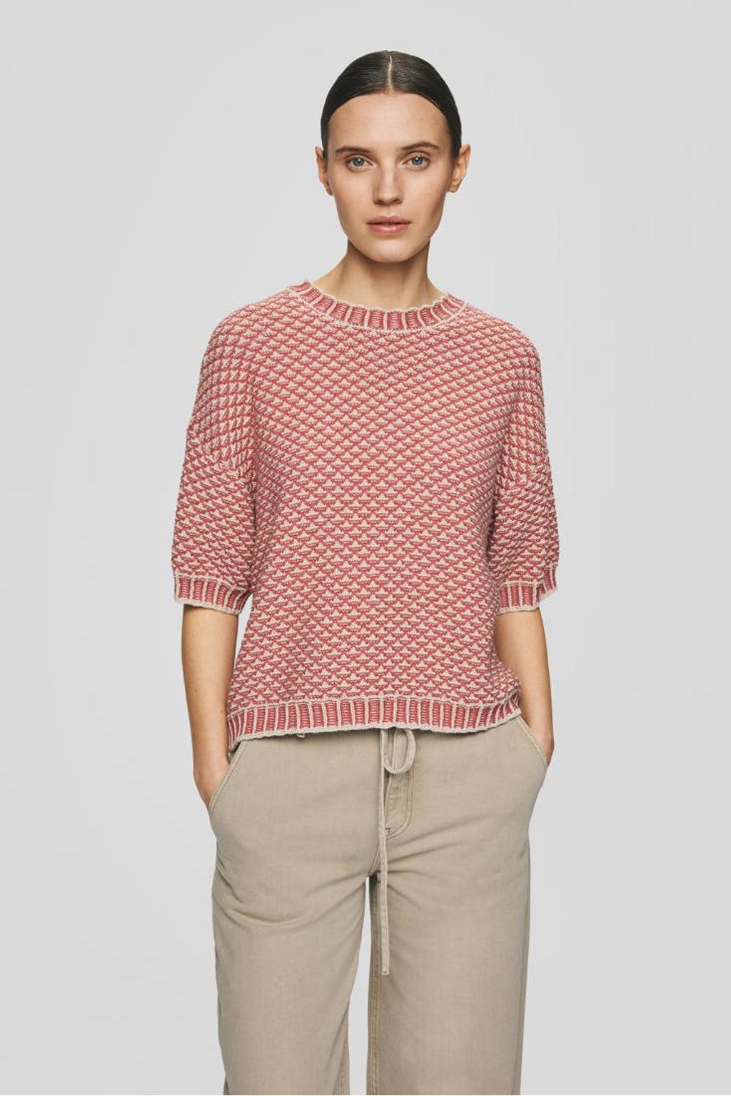 Roze dames MSCH Copenhagen pullover van katoen met lange mouwen en ronde hals