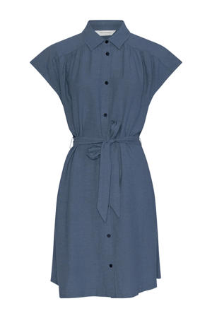 linnen korte jurk blauw
