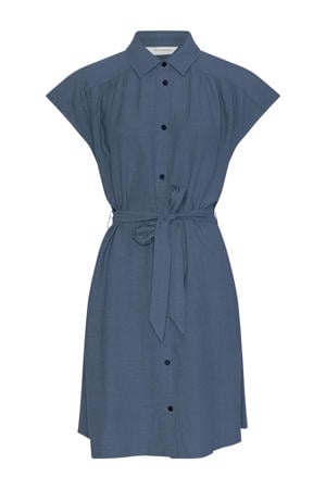 linnen korte jurk blauw