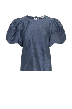 gebloemde blouse blauw