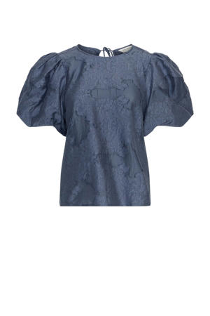 gebloemde blouse blauw