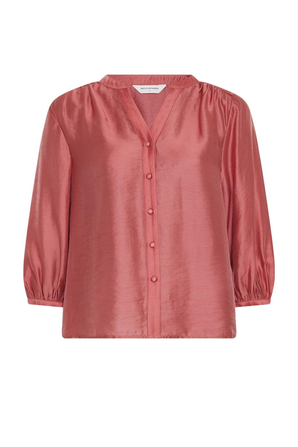 dames MSCH Copenhagen blouse van lyocell met effen, driekwart mouwen, klassieke kraag en knoopsluiting