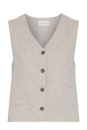regular blazer met linnen beige