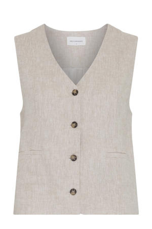 regular blazer met linnen beige