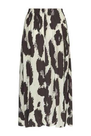 midi rok met panterprint ecru