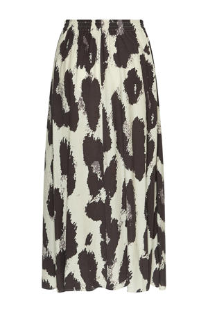 midi rok met panterprint ecru