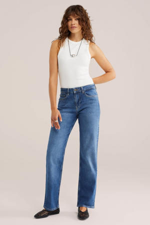 straight leg jeans medium blue denim
