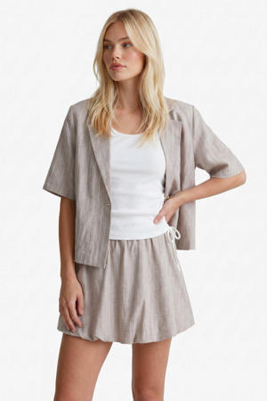 regular blazer met krijtstreep taupe