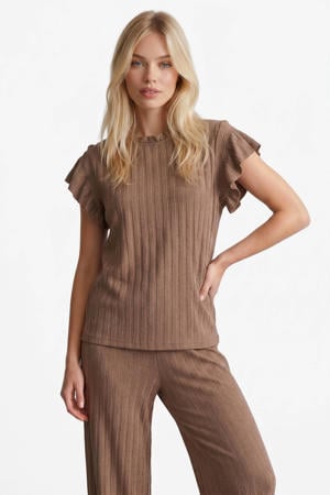 top met textuur bruin