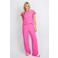 FLURESK straight regular waist broek met textuur roze