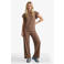 FLURESK wide leg regular waist broek met textuur bruin