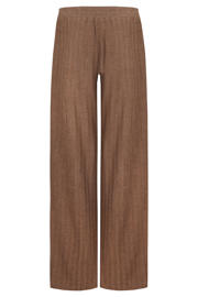 thumbnail: FLURESK wide leg regular waist broek met textuur bruin