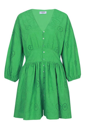 korte jurk broderie groen