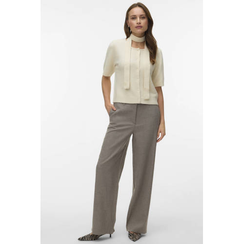 VERO MODA wide leg high waist casual broek grijsbruin afbeelding