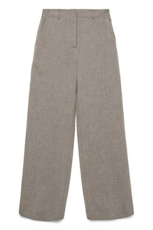 wide leg high waist casual broek grijsbruin
