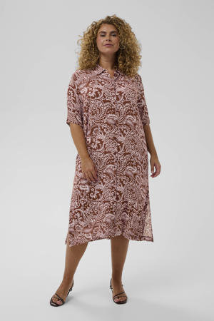blousejurk met paisley print roodbruin