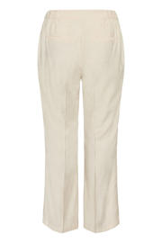 thumbnail: Ecru dames Kaffe Curve straight regular waist broek van viscose met rits- en knoopsluiting en effen