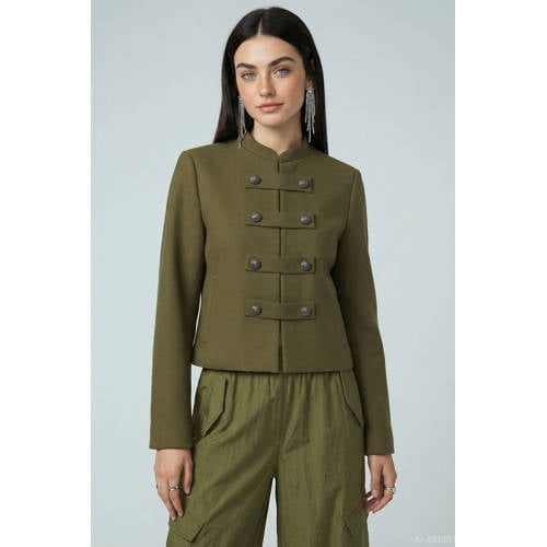 HYPEDROP wide leg regular waist cargobroek groen gebreid afbeelding
