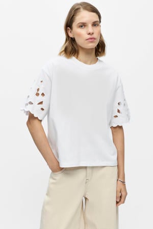 T-shirt met broderie wit