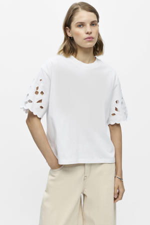 T-shirt met broderie wit