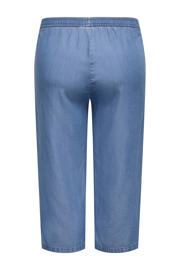 thumbnail: Blauwe dames ONLY CARMAKOMA high waist casual broek van lyocell met loose fit, elastische tailleband en effen