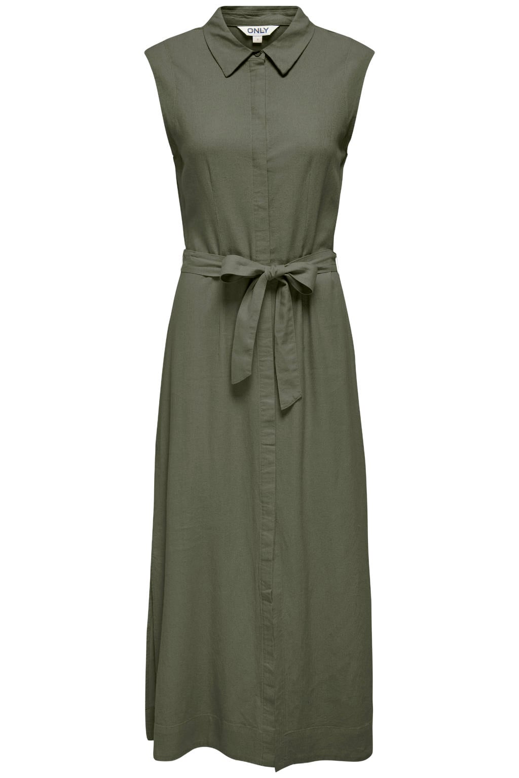 Donkergroene dames ONLY CARMAKOMA blousejurk van viscose met effen en button down sluiting