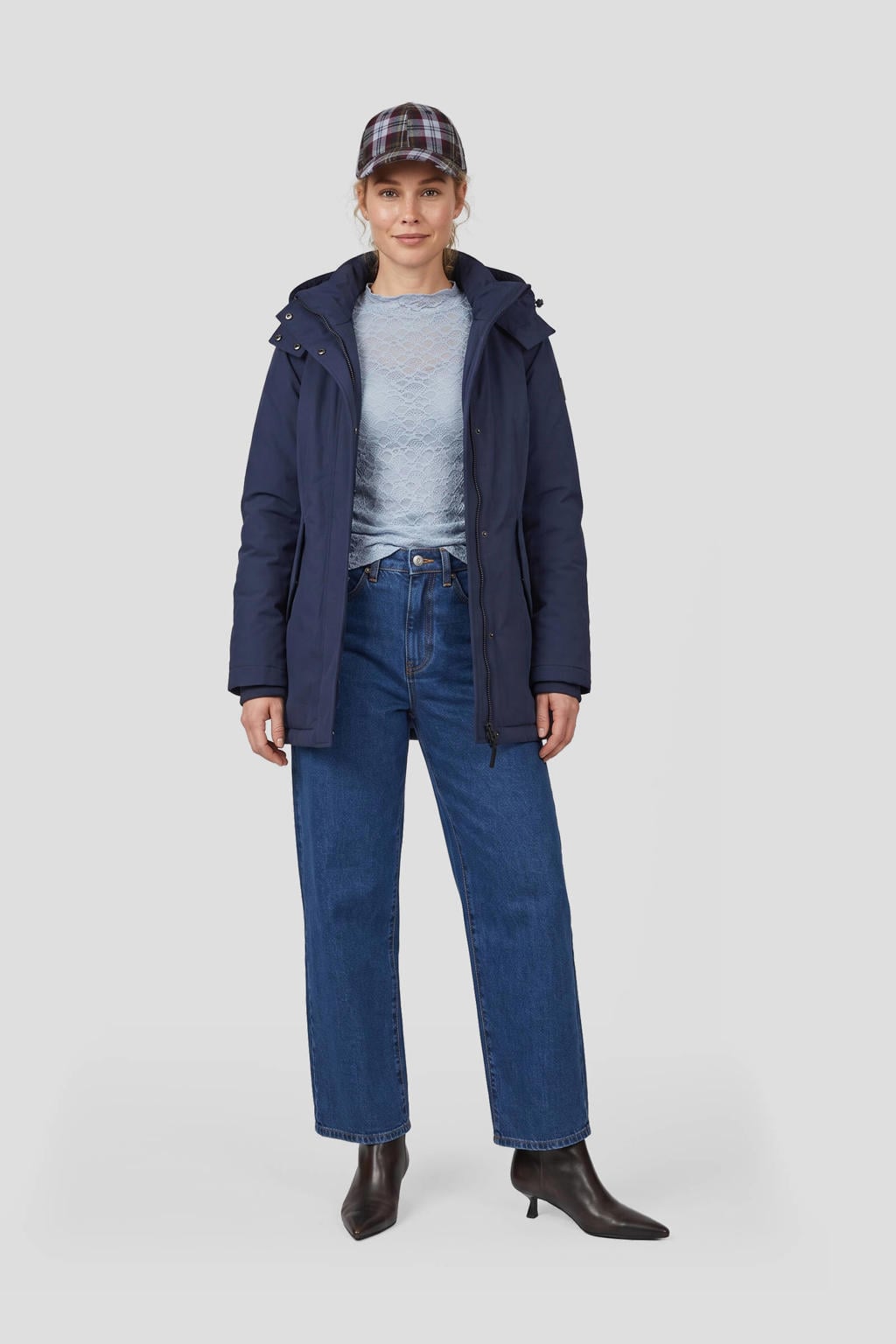 Anytime midi parka donkerblauw