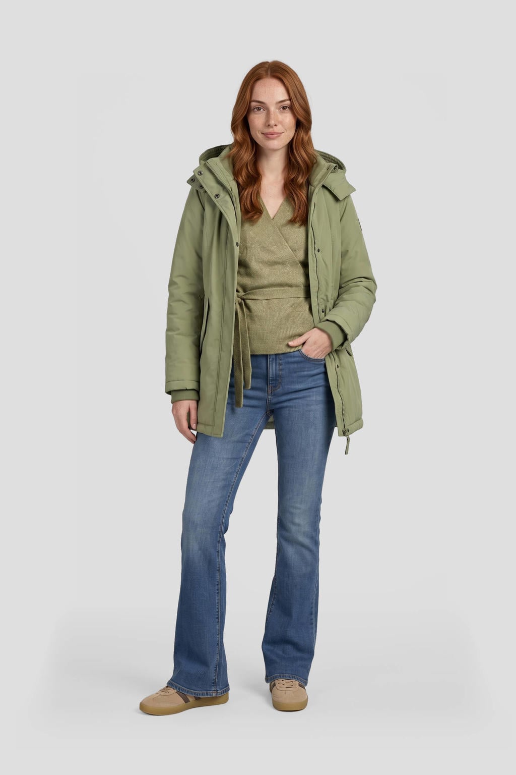 Anytime midi parka olijfgroen