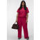 VERO MODA CURVE wide leg regular waist casual broek broderie roze
