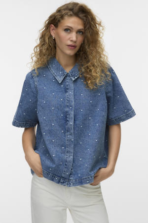 blouse met hartjes medium blue denim