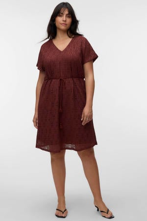 korte jurk crochet donkerrood