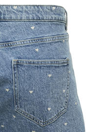 thumbnail: Medium blue denim dames VERO MODA CURVE regular high waist short van denim met rits- en knoopsluiting en hartjesprint