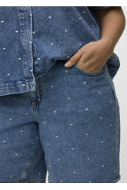 thumbnail: VERO MODA CURVE regular high waist short met hartjes medium blue denim