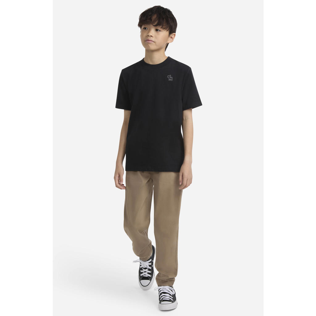 Zwarte jongens Abercrombie & Fitch T-shirt van katoen met effen, korte mouwen en ronde hals